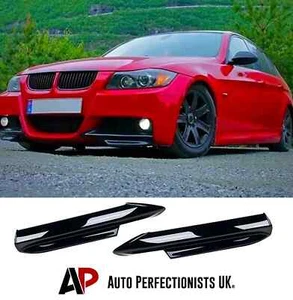 BMW 3 Series E90 E91 PRE-LCI Gloss Black Front Corner Splitters M Sport 2004-08 - Picture 1 of 16