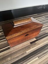 Antique Georgian ? Victorian? Sarcophagus Tea Caddy Wooden Box Stamped No.3