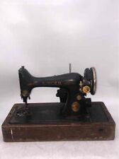 Vintage Singer 5347836 Black Sewing Machine With Bent Wood Box And Case