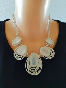 Modeschmuck,Damen,Halskette,Kette,Kurz,Weiß Matt,Stein,Weiß - Bild 1 von 5