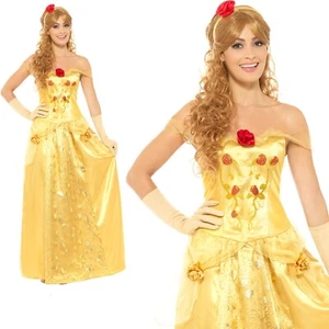 Ladies Belle Golden Princess Costume Fancy Dress Book Week Beauty and The Beast - Picture 1 of 1
