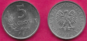 POLAND 5 GROSZY 1972 UNC EAGLE WITH WINGS OPEN,VALUE TO UPPER RIGHT OF WING - Picture 1 of 1