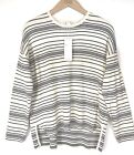 Eileen Fisher Petite Size White/Black Peruvian Cotton Stripe Sweater $248 NWT