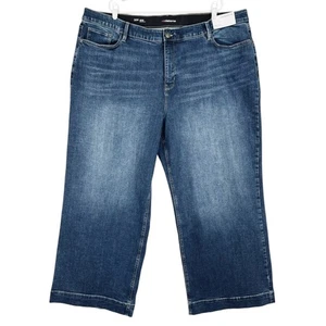 Liz Claiborne Damen Wide Leg High Rise Stretch Blue Denim Jeans Plus Gr. 26W Neu mit Etikett - Bild 1 von 12