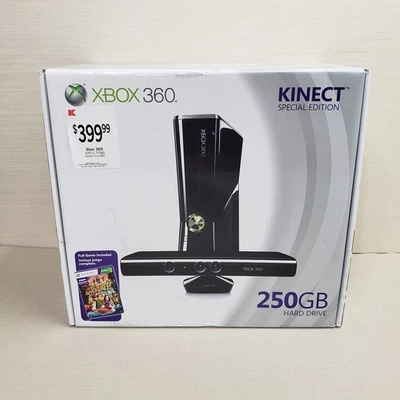 Xbox 360 Kinect Edición Especial Negro Brillante 250 GB Nuevo Sellado de Fábrica Foto 1 de 4