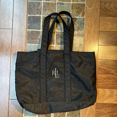 Bolso Cartera Lauren Ralph Lauren Negro Nylon LRL Bordado Monograma Logo Foto 1 de 4