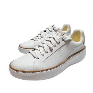 Cole Haan Grandseries Women’s Size 7B White Leather Lace Up Platform Sneakers - Picture 1 of 11