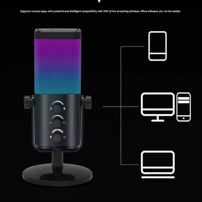 Led Gaming Condenser Microphone With Metal Base Clear Voice Recording Mic - Image 1 of 4