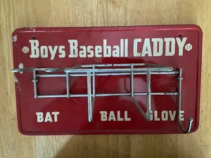 Vintage 1950’s Boys Baseball Caddy; Metal Sign That Holds Bat, Ball & Glove - Picture 1 of 6