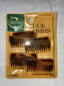 Vintage Goody Hair Tuck 4 Mini Combs Tortoise Shell USA #550 Sealed Pack 1975 - Picture 1 of 4