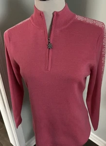 Meister women's 1/4 Zip Wool Blend Sweater In Pink Size Large - Picture 1 of 7