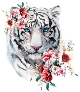 Color DTF Bügeltransfer Bügelbild Applikation weißer Tiger für alle Stoffe - Bild 1 von 1