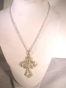 Strass Kreuz Anhänger Halskette 27" Kette 2,5" Anhänger Karabinerverschluss - Bild 1 von 5