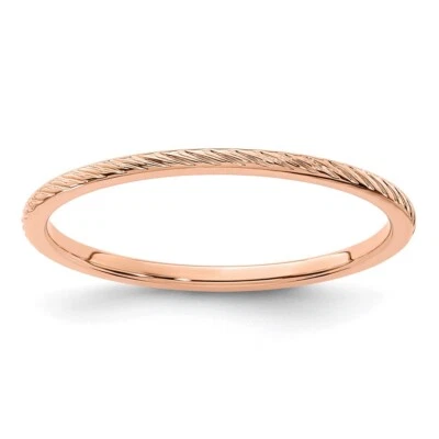 14K Rose Gold 1.2mm Twisted Wire Pattern Stackable Band Ring for Men Size 9 - Image 1 of 4