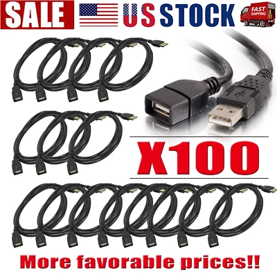 High-Speed USB-USB Extension Cable USB 2.0 Adapter Extender Cord Male/Female LOT - Image 1 of 4