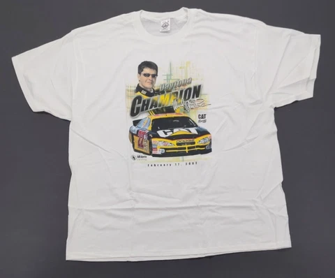 Vintage Delta NASCAR Ward Burton T shirt Daytona Champion 2002 2XL White Cover