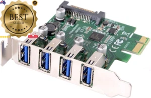 CY Low Profile 4-Port PCI-E to USB 3.0 Hub PCI Express Expansion Card 5Gbps - Picture 1 of 12