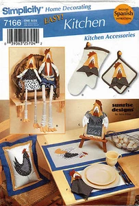 Simplicity Kitchen Accessories, Hen, Rooster Sewing Pattern 7166 UNCUT - Imagen 1 de 2