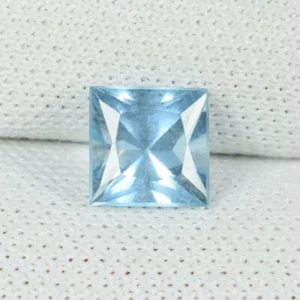 0.64Cts Beautiful Luster 5mm Princess Cut "Sky Blue" Natural Aquamarine ....!!!! - Picture 1 of 2