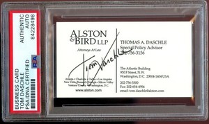 Tom Daschle signed autograph auto Alston & Bird LLP Business Card PSA Slabbed