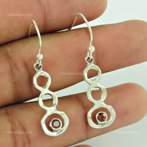 Root Chakra Garnet Stone Solid 925 Silver Wife Gift Dangling Earrings Jewellery - Foto 1 di 5
