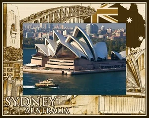 Sydney Australia Laser Engraved Wood Picture Frame Landscape (4 x 6) - Picture 1 of 2