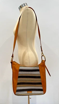 FOSSIL Talia Hobo Bandolera Bolso de Hombro Cartera Rayas Tostadas Llave Dije Cierre con Cremallera Foto 1 de 4