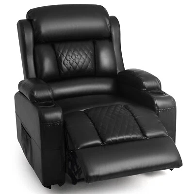 Black Recliner Massage Chair Sofa Heat Home Theater Seating with RC - Image 1 of 4