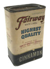 Vtg Fairway White Paper Label Large Spice Tin Cinnamon 8 oz St Paul MN Fargo ND