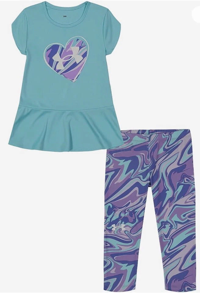 Conjunto de camisa y leggings de manga corta Under Armour para niñas talla 6X ~NUEVO CON ETIQUETAS~ Foto 1 de 1