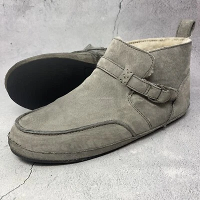 OluKai Womens Sz 7 M Ola Hou Shearling Gray Suede Ankle Boots Slip On - Image 1 of 4
