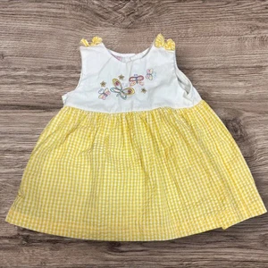 Vintage Samara Yellow Gingham Dress Butterfly Embrooidery Sleeveless Girls 4T - Picture 1 of 3