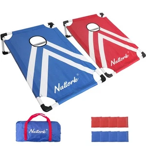 Tragbares Cornhole Set Faltbare Cornhole Bretter mit 8 Cornhole Sitzsäcken... - Bild 1 von 7