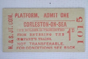 Boleto de plataforma ferroviaria M&GNJR Midland&Great Northern Corleston-on-Sea Station - Imagen 1 de 2