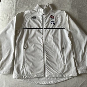 Canterbury England Rugby Track Jacket Mens Medium White Softshell 2013 14 Anthem - Picture 1 of 12