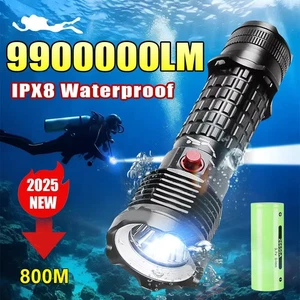 9900000LM Professional Diving Flashlight USB Torch IPX8 Diving LampDiving Torch - Picture 1 of 12