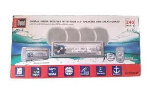 Dual MCP1054S weiß Marine Digital Media Receiver mit 4 Lautsprechern & Spritzschutz NEU - Bild 1 von 8