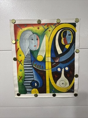 PINTADO A MANO" ÓLEO SOBRE LIENZO REPRODUCCIÓN PICASSO "NIÑA ANTE UN ESPEJO" Foto 1 de 4