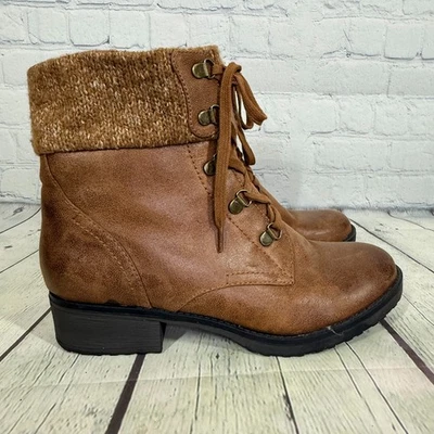 Botines de combate Baretraps para mujer talla 9 marrón Orley imitación cuero botín de invierno Foto 1 de 4
