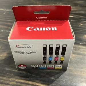 4-Pack Canon 251 Black Cyan Magenta Yellow Ink CLI-251 Chromalife 100 New Sealed - Picture 1 of 4