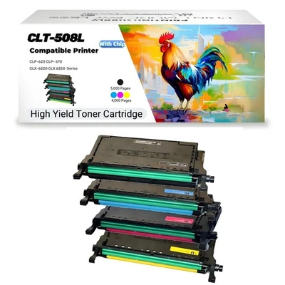 High Yield BKCMY Toner Cartridge For Samsung CLT-508L CLX-6220 CLP-620 CLP670 - Image 1 of 4