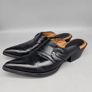 Vintage Ariat western Delray black mules womens size 9.5 Black Leather - Picture 1 of 10