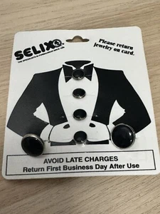 Selix Tuxedo Formal Cufflinks and Shirt Studs (4) Set Black/Silver - New - Picture 1 of 11