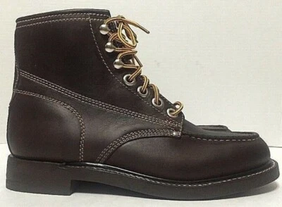 Ботинки J Crew Heritage 6 дюймов безопасность работы мокасины носок темно-коричневые кожаные мужские размер 9B - Изображение 1 из 4