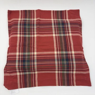 Pottery Barn Cambridge Plaid Reversible Pillow Cover 20” Floral Red Multi NWT - Image 1 of 4