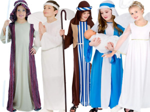 Nativity Play Kids Costume School Christmas Fancy Dress Angel Outfit Age 3-13
