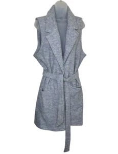 Tahari Mujeres Gris Mezcla de Lana Longline Chaleco Cárdigan XL Bolsillos Cinturón Cápsula - Imagen 1 de 9