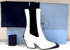 PRADA MILANO Bota De Cuero Blanca Talla EU 37,5 Retail 1480 Euros - Imagen 1 de 11