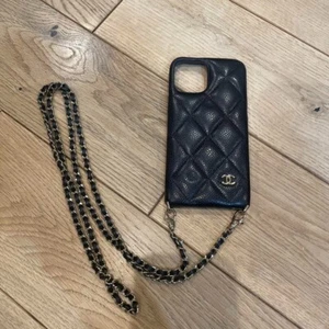 Chanel Matelasse Lambskin Phone Case Black Chain Shoulder crossbody iPhone 12pro - Picture 1 of 9