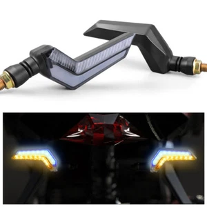 2x Señales de giro LED ámbar + azul para motocicleta intermitentes con luz de marcha para Honda Suzuki - Imagen 1 de 11